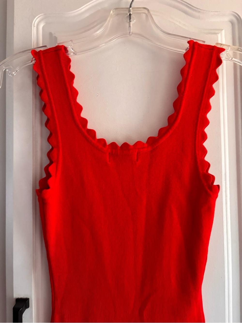 Workshop Republic Clothing Red Scallop-Edge Mini Tank Dress